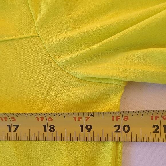 Ellen Tracy Womens Yellow Tab Sleeves Button Front Blouse Large - Picture 9 of 14